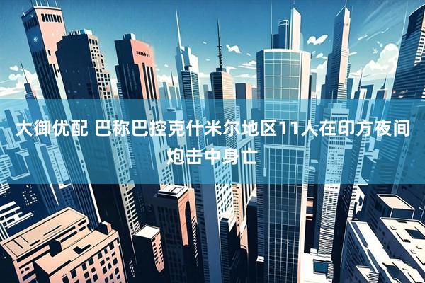 大御优配 巴称巴控克什米尔地区11人在印方夜间炮击中身亡