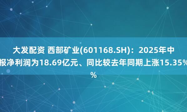 大发配资 西部矿业(601168.SH)：2025年中报净利润为18.69亿元、同比较去年同期上涨15.35%