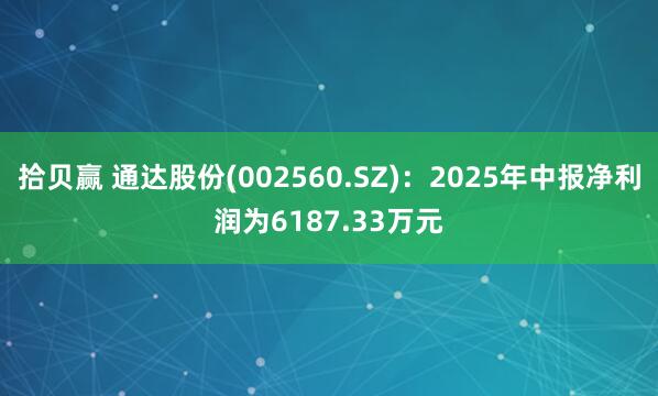 拾贝赢 通达股份(002560.SZ)：2025年中报净利润为6187.33万元